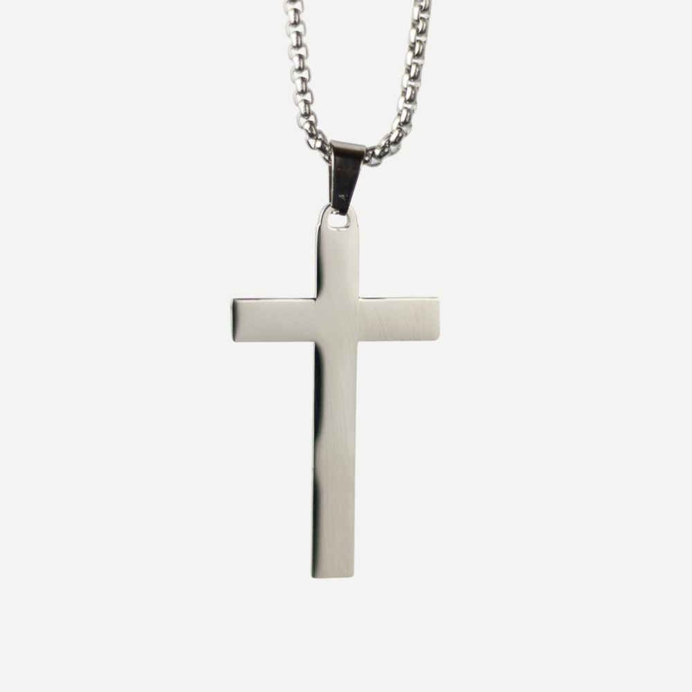 Colar Masculino com Cruz em Aço Inoxidável