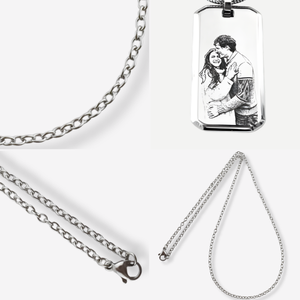 Colar Ilustração em Aço Inoxidável - Medalha Retangular