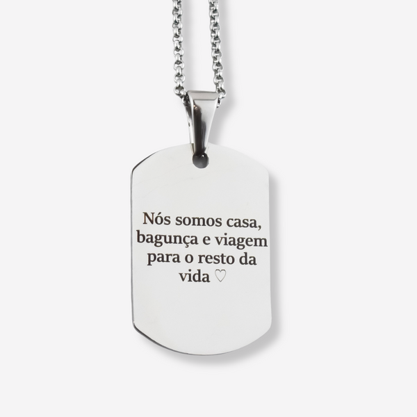 Collier Illustration en Acier Inoxydable - Médaille Rectangulaire