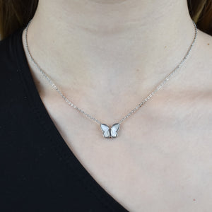 BIANCA – Colar em Aço com Borboleta em Madrepérola