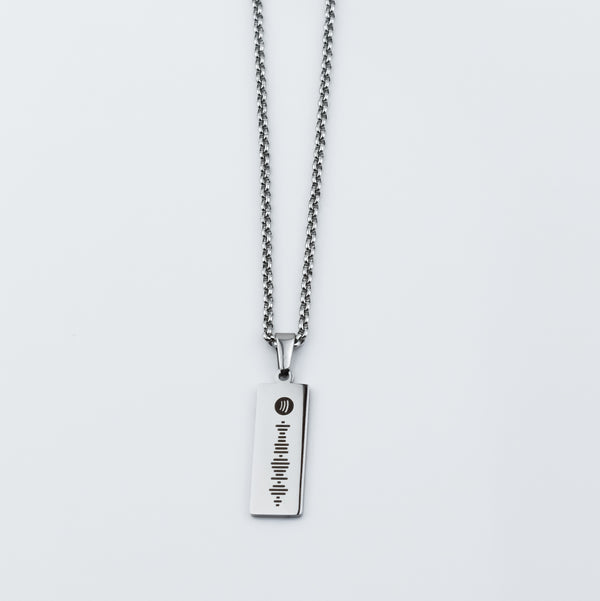 Valentim - Colar Personalizável em Aço Inoxidável com Medalha Vertical Spotify
