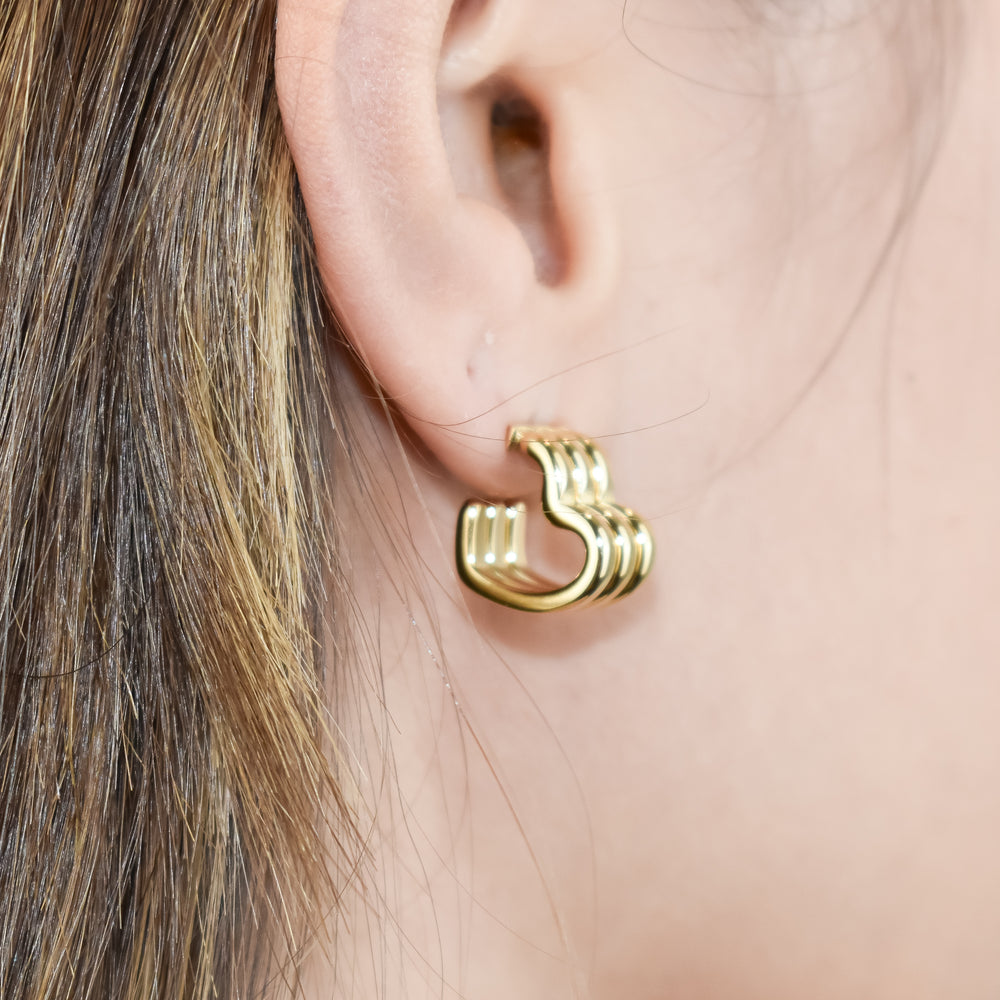 Argolas Triplas em Aço em forma de Coração