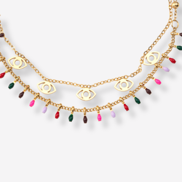 Tornozeleira Dupla Colorida com Olho Turco