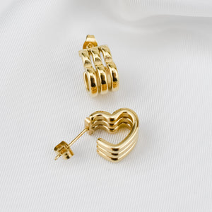 Argolas Triplas em Aço em forma de Coração