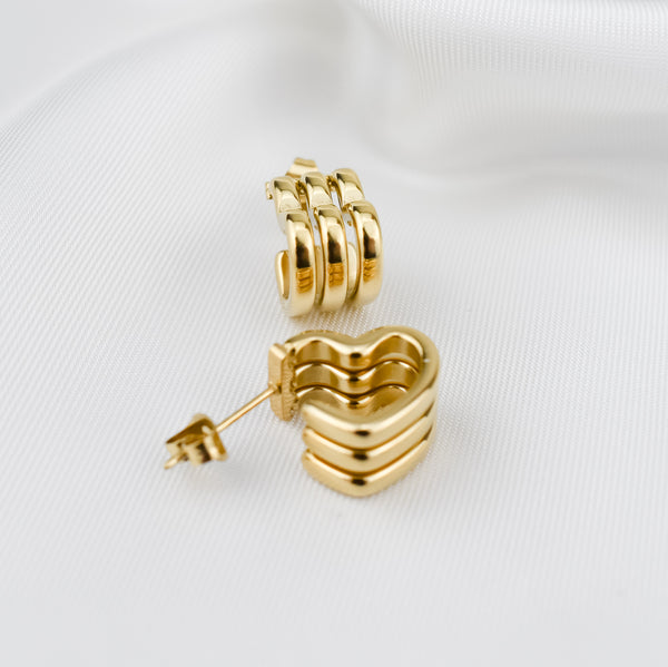Argolas Triplas em Aço em forma de Coração