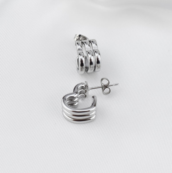 Argolas Triplas em Aço em forma de Coração
