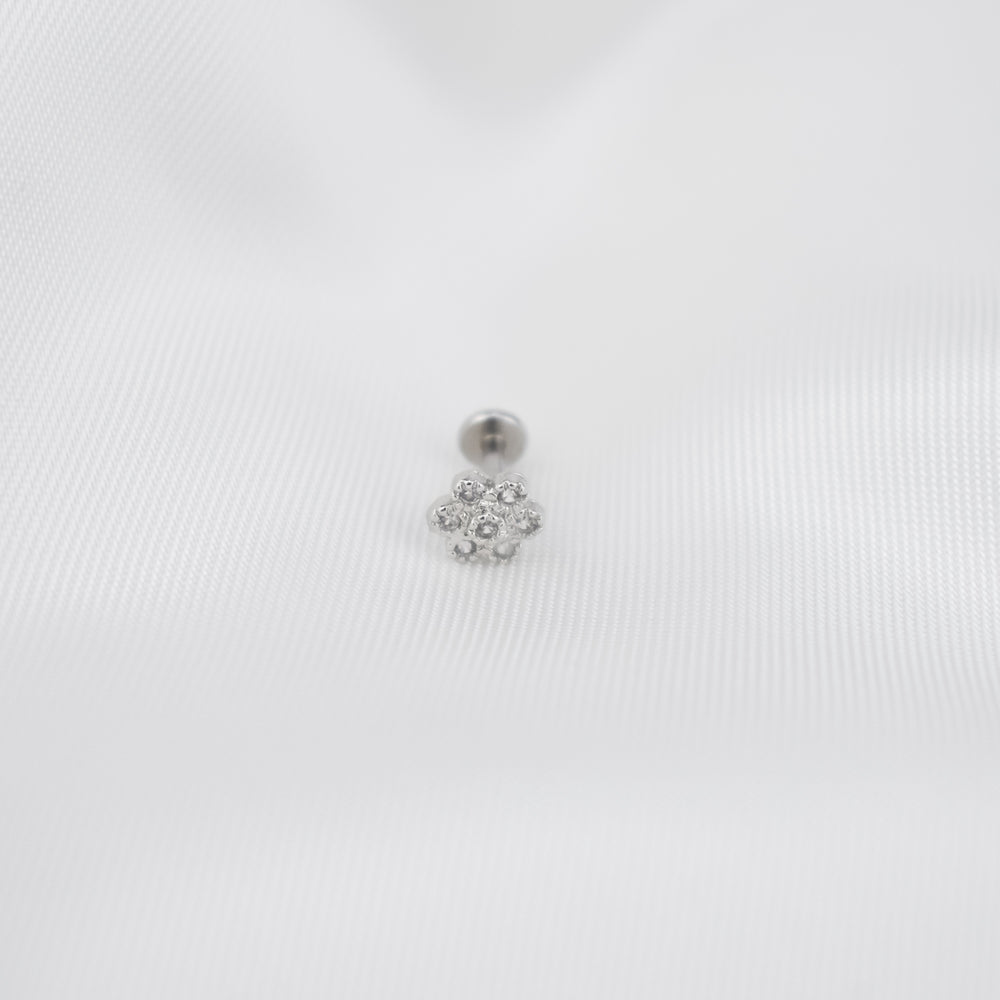  Piercing Individual Flor em Aço e Zircónias