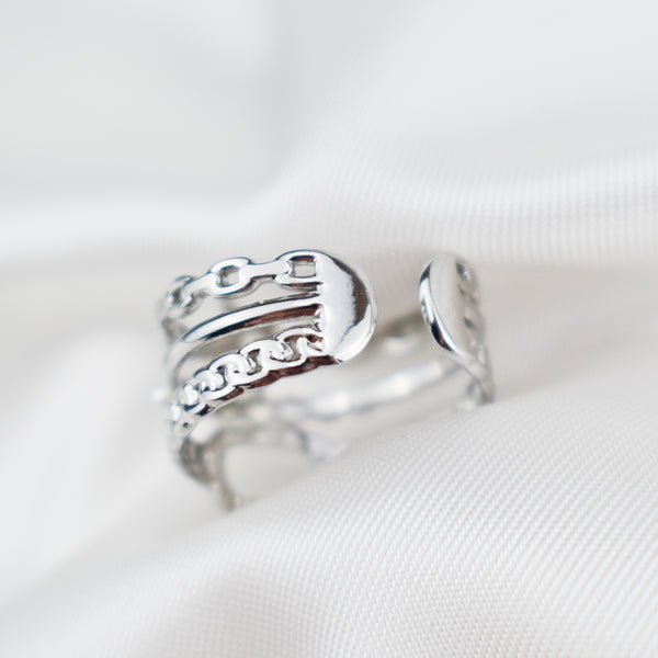 ALYSSA - Anel Triplo em Aço com Estrela e Pérolas