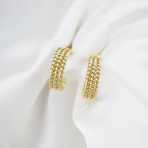 IRIS – Brinco Meia Argola Tripla em Aço 