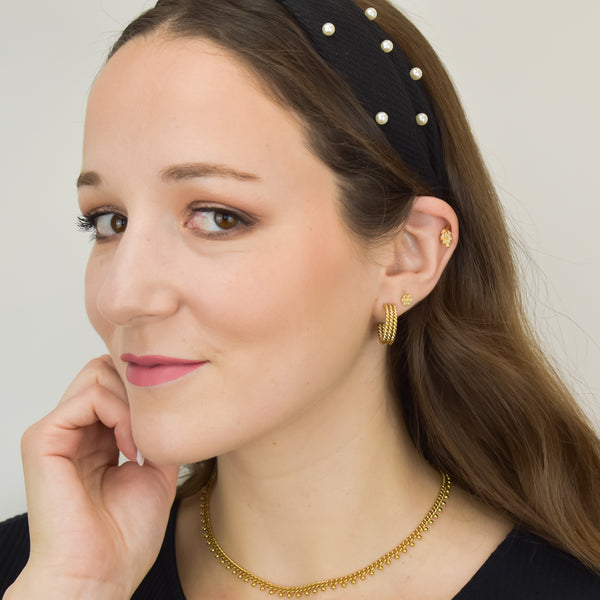 IRIS – Brinco Meia Argola Tripla em Aço 